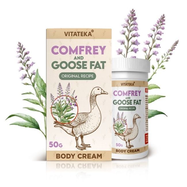 Vitateka cream with comfrey and goose fat in a 50 g jar