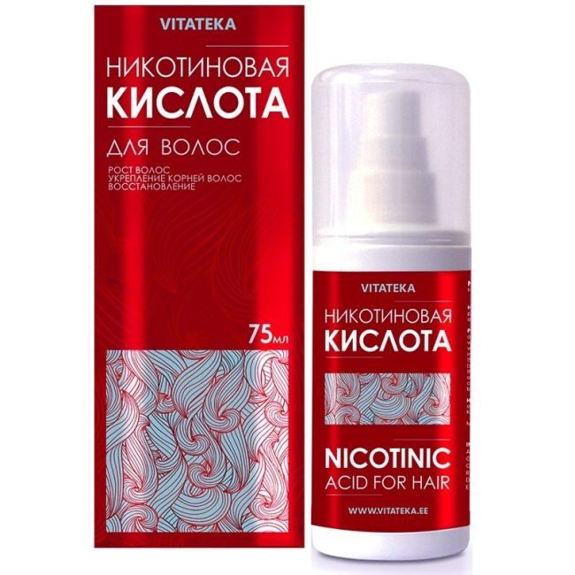 Vitateka nicotinic acid for hair, 75 ml bottle with box