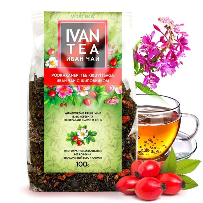 Packaged Vitateka fireweed tea with rosehip