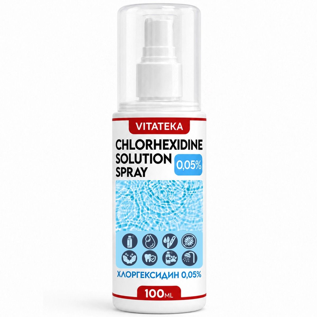 Vitateka chlorhexidine spray in a finished bottle